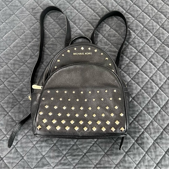 Michael Kors Backpack Women Studded Leather Backpack Black Gold Medium main image 6